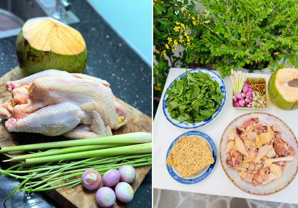 Nguyên liệu làm lẩu gà lá é